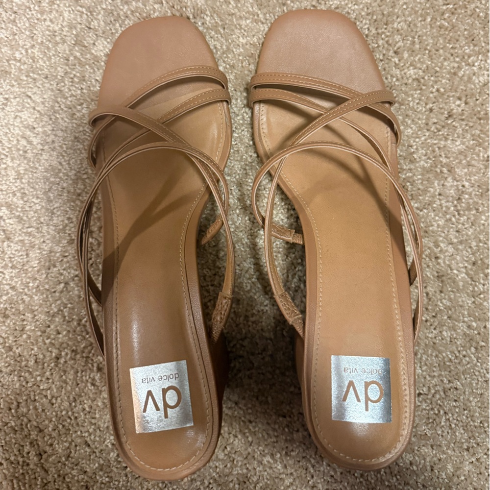 DV by Dolce Vita Cognac Strappy Block Heel Sandals